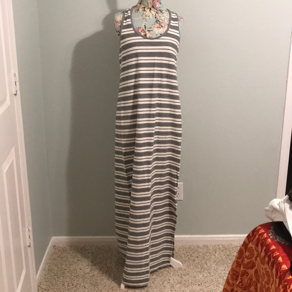 Grey and White Maxi Dress